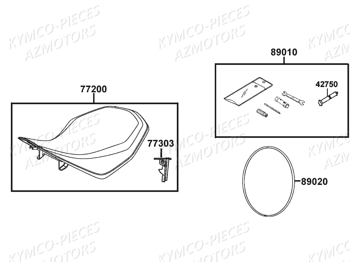 Selle KYMCO Pieces MXU 300 US 4T EURO 2 (LA60GD)