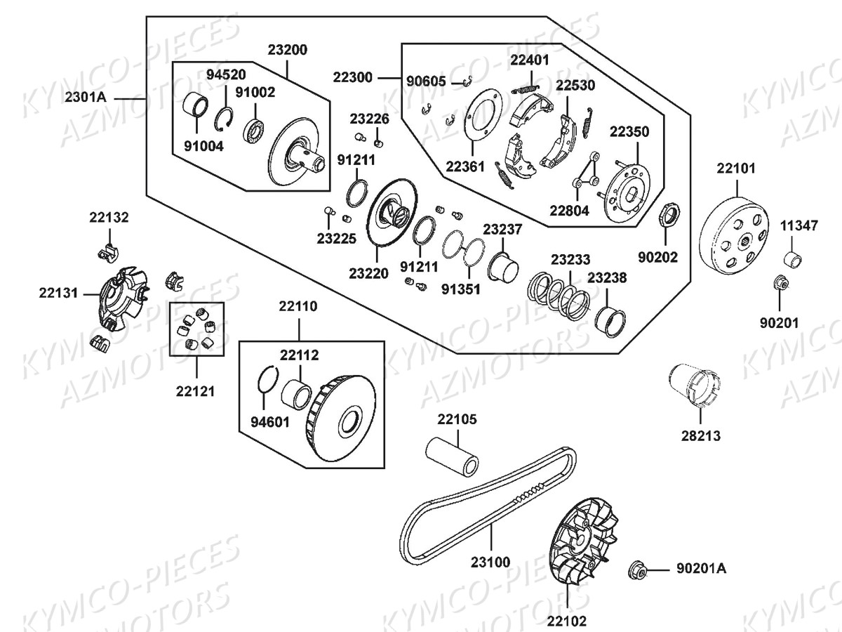 VARIATEUR-EMBRAYAGE KYMCO Pieces MXU 300 US 4T EURO II