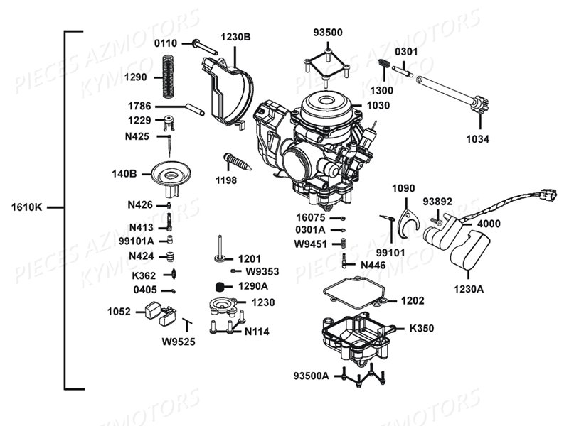 Carburation KYMCO Pièces MXU 400 IRS GREEN LINE 4T EURO 2 (LA70BG)