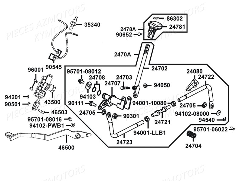 Maitre Cylindre Arriere Selection KYMCO Pièces MXU 400 IRS GREEN LINE 4T EURO 2 (LA70BG)