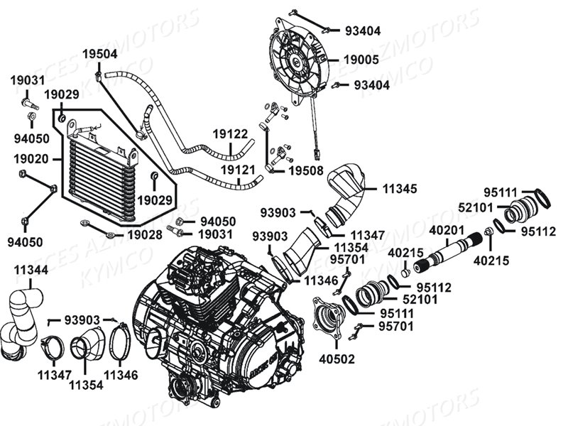 Refroidissement KYMCO Pièces MXU 400 IRS GREEN LINE 4T EURO 2 (LA70BG)