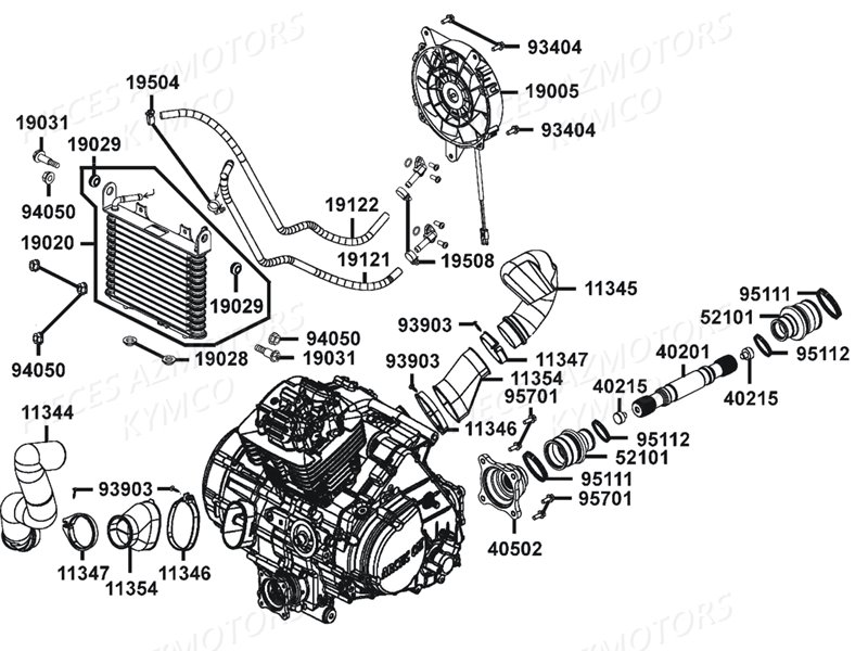 REFROIDISSEMENT KYMCO Pièces Quad Kymco MXU 400 2x4/4x4