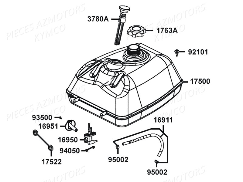 Reservoir A Carburant KYMCO Pièces MXU 400 IRS GREEN LINE 4T EURO 2 (LA70BG)