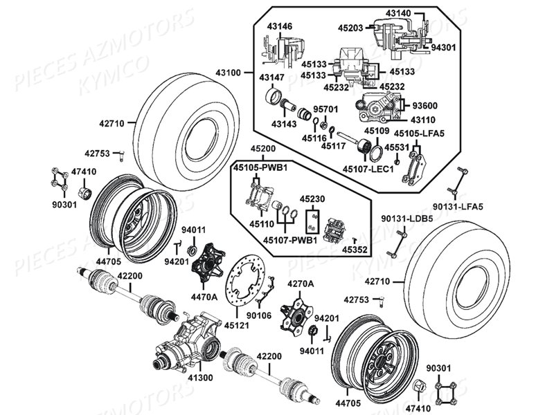 ROUES-ARRIERE KYMCO Pièces Quad Kymco MXU 400 2x4/4x4