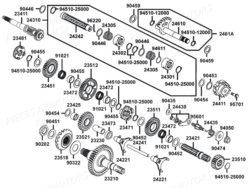Transmission Primaire KYMCO Pièces MXU 400 IRS GREEN LINE 4T EURO 2 (LA70BG)