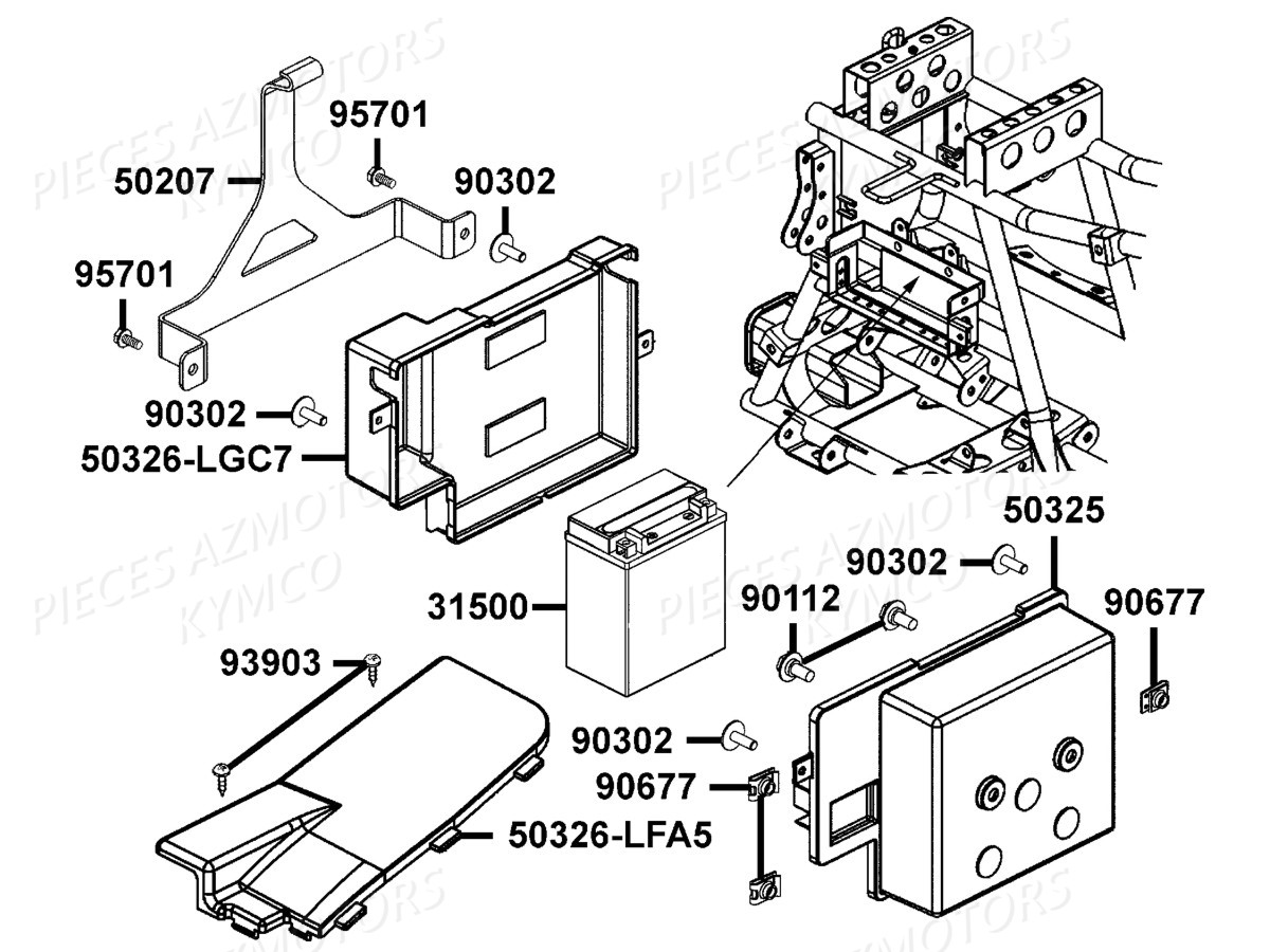 Batterie KYMCO Pièces Kymco MXU 465I IRS 4T EURO2 (LA90AG/LC90AK)