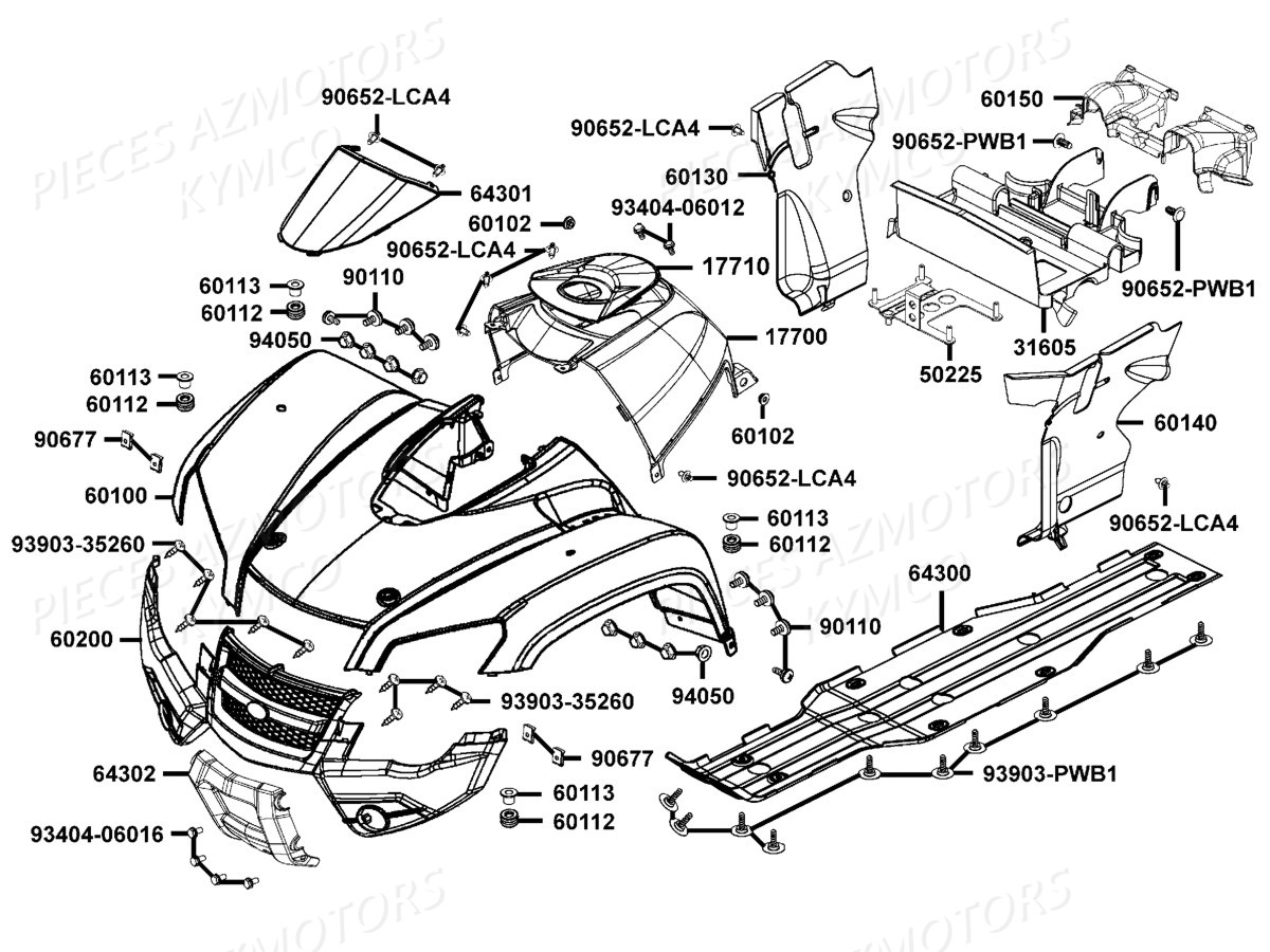 Carenages Avant KYMCO Pièces Kymco MXU 465I IRS 4T EURO2 (LA90AG/LC90AK)