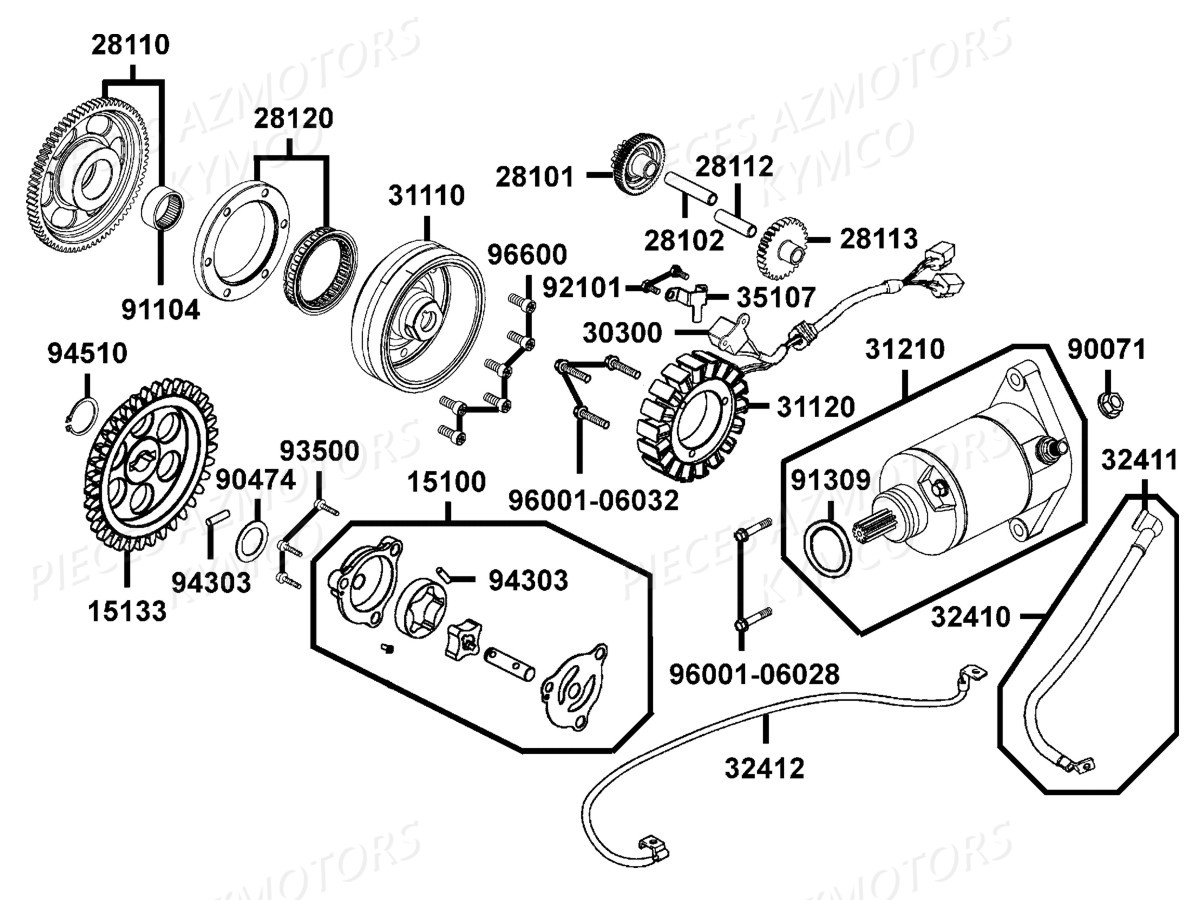 Demarreur Pompe A Huile KYMCO Pièces Kymco MXU 465I IRS 4T EURO2 (LA90AG/LC90AK)