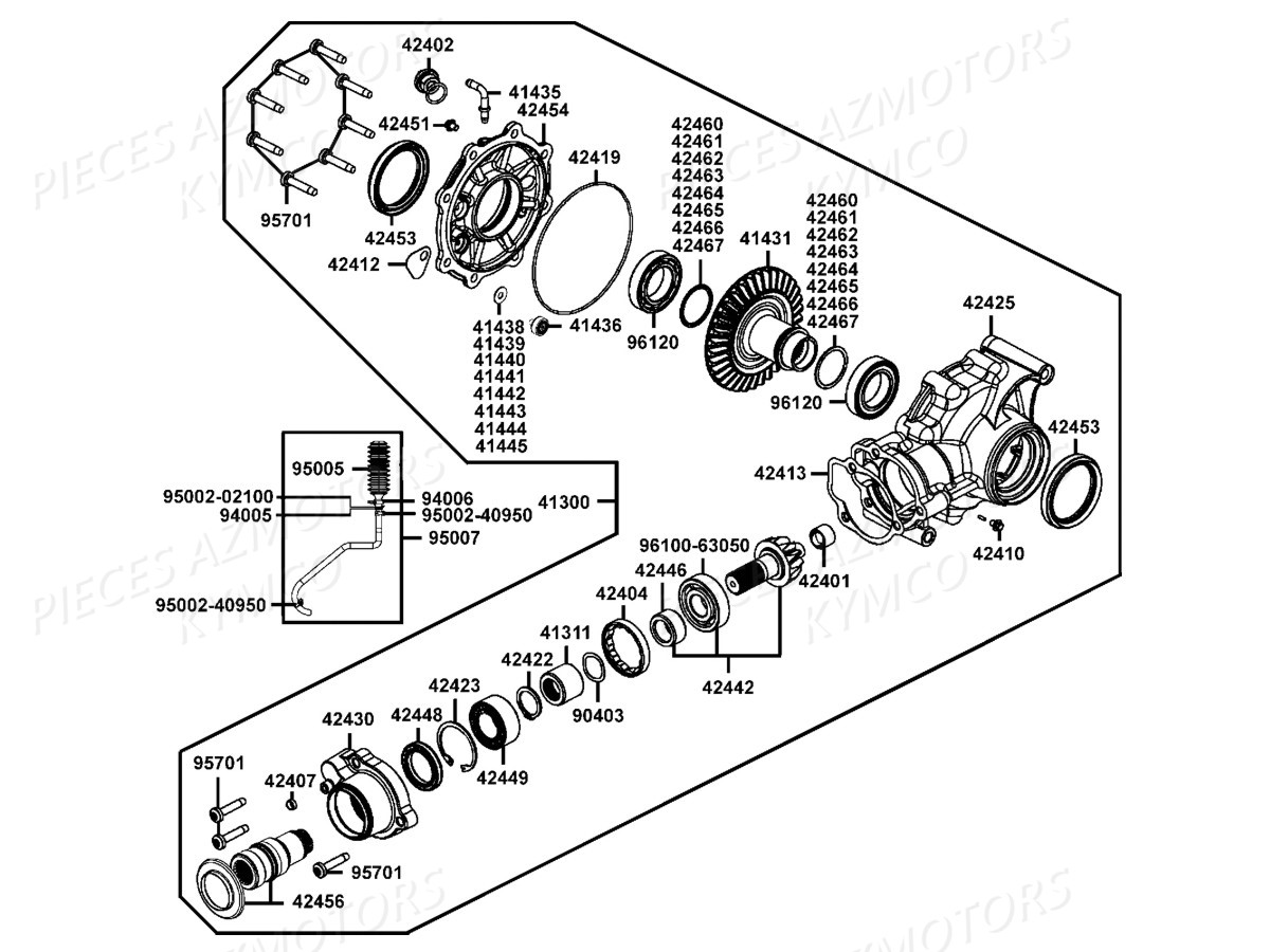 Differentiel Arriere KYMCO Pièces Kymco MXU 465I IRS 4T EURO2 (LA90AG/LC90AK)