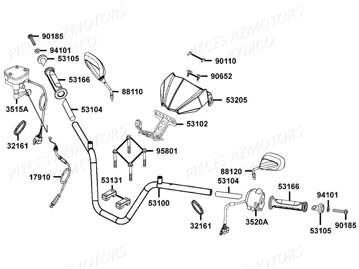 Guidon Retroviseurs KYMCO Pièces Kymco MXU 465I IRS 4T EURO2 (LA90AG/LC90AK)