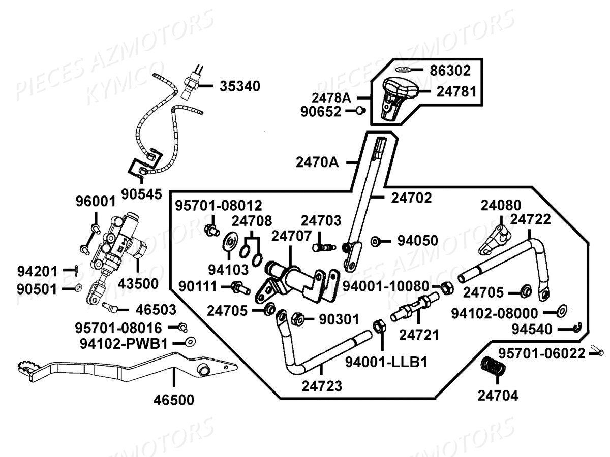 Maitre Cylindre Arriere Selection KYMCO Pièces Kymco MXU 465I IRS 4T EURO2 (LA90AG/LC90AK)