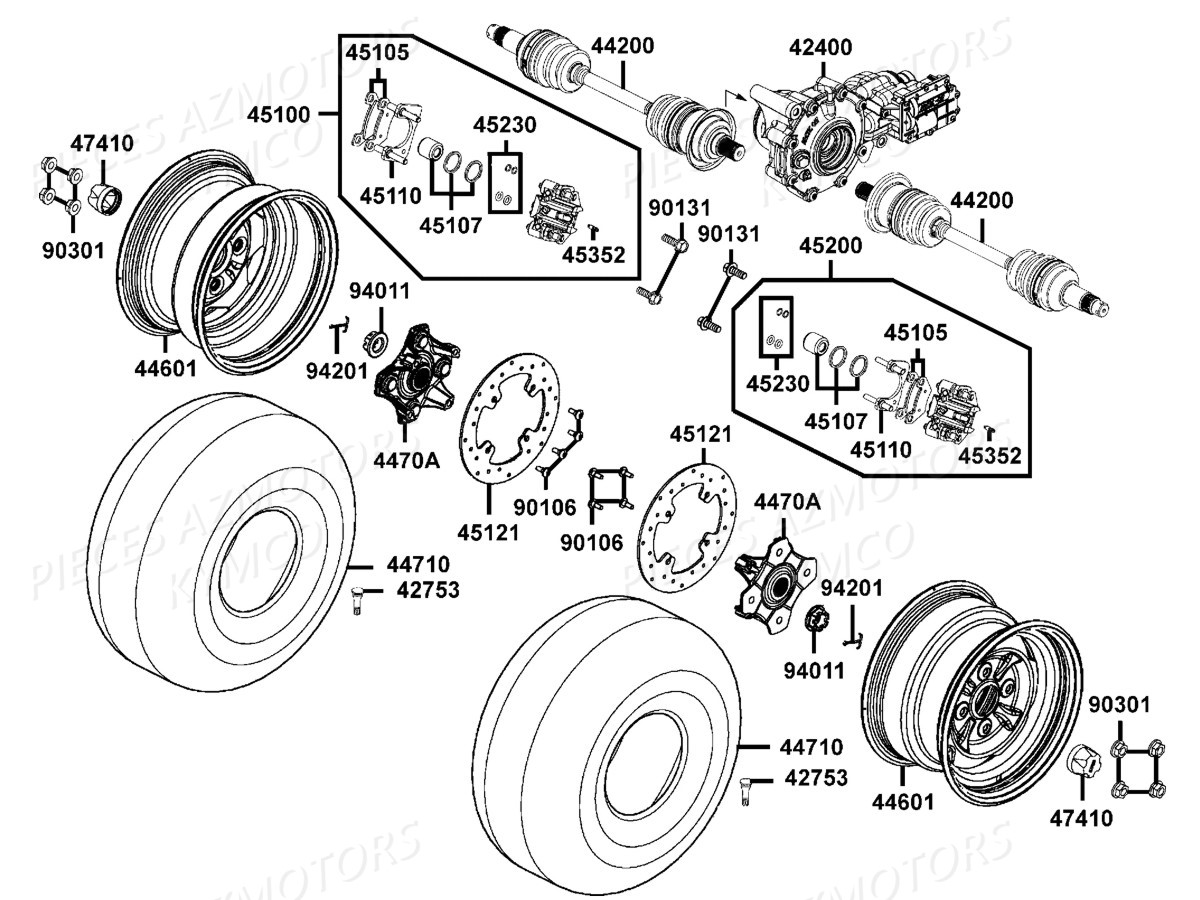 Roues Avant KYMCO Pièces Kymco MXU 465I IRS 4T EURO2 (LA90AG/LC90AK)