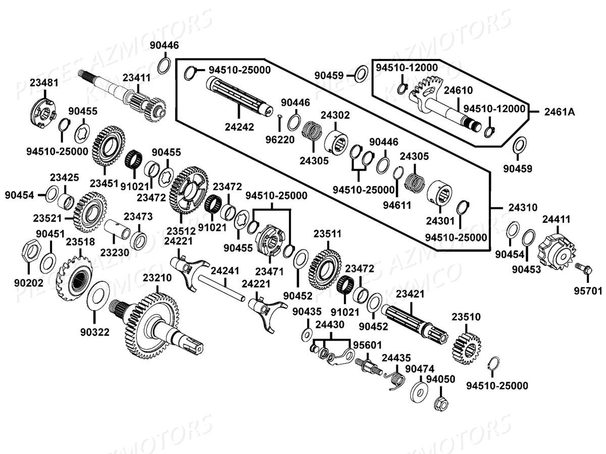 Transmission Primaire KYMCO Pièces Kymco MXU 465I IRS 4T EURO2 (LA90AG/LC90AK)