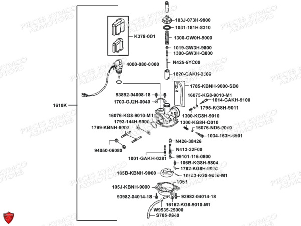 CARBURATION KYMCO Pieces Origine MXU_50 2T EURO 2 (CHASSIS RFBA1)