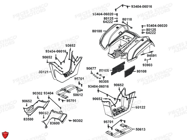 CARENAGES_ARRIERE KYMCO Pieces Origine MXU_50 2T EURO 2 (CHASSIS RFBA1)