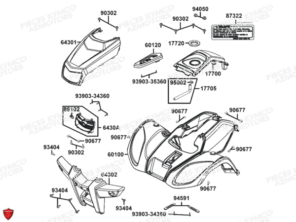 Carenages Avant KYMCO Pièces MXU_50 2T EURO 2 (LB10AE)