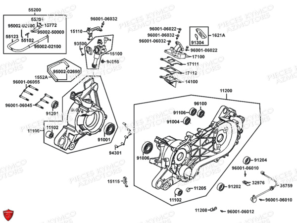 Carters Moteur KYMCO Pièces MXU_50 2T EURO 2 (LB10AE)