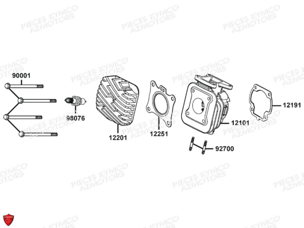 CYLINDRE_CULASSE KYMCO Pieces Origine MXU_50 2T EURO 2 (CHASSIS RFBA1)