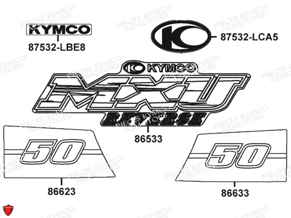 Decors KYMCO Pièces MXU_50 2T EURO 2 (LB10AE)