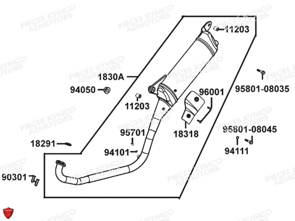 ECHAPPEMENT KYMCO Pieces Origine MXU_50 2T EURO 2 (CHASSIS RFBA1)