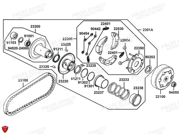 EMBRAYAGE KYMCO Pieces Origine MXU_50 2T EURO 2 (CHASSIS RFBA1)