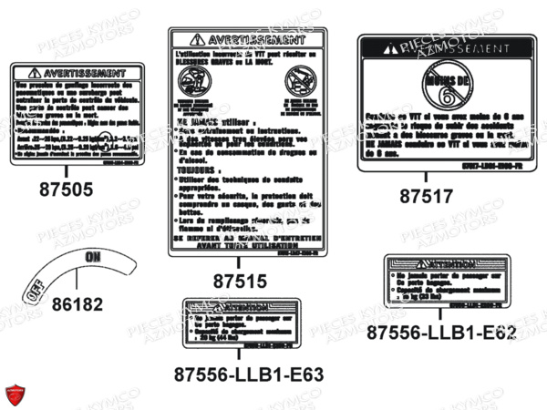 LABEL_DE_SECURITE KYMCO Pieces Origine MXU_50 2T EURO 2 (CHASSIS RFBA1)