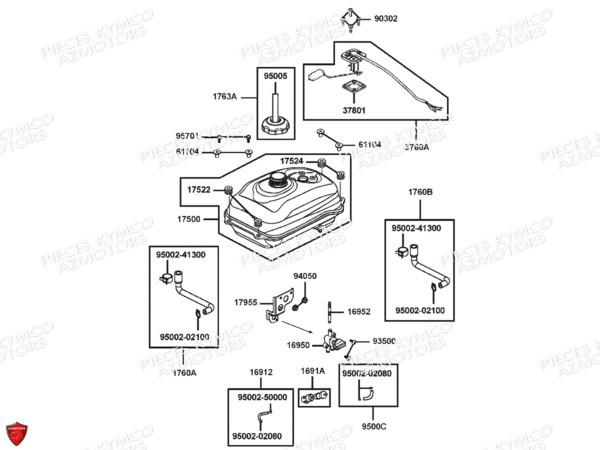 RESERVOIR_A_CARBURANT KYMCO Pieces Origine MXU_50 2T EURO 2 (CHASSIS RFBA1)