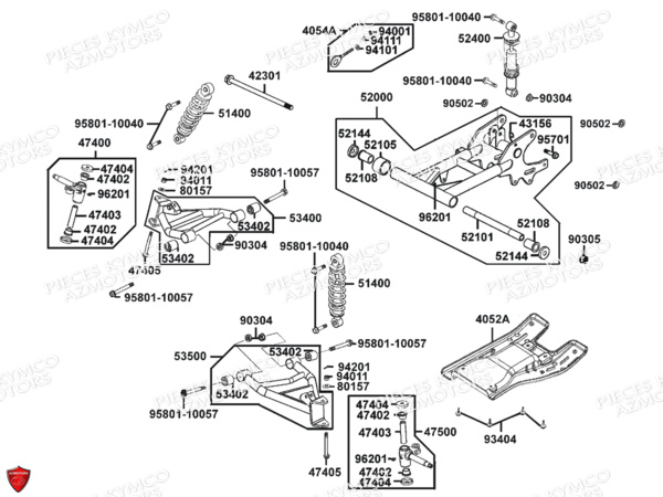 Suspension Bras Oscillant KYMCO Pièces MXU_50 2T EURO 2 (LB10AE)