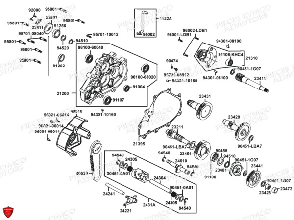 Transmission Inverseur KYMCO Pièces MXU_50 2T EURO 2 (LB10AE)