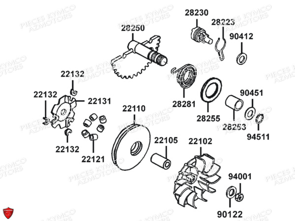 VARIATEUR KYMCO Pieces Origine MXU_50 2T EURO 2 (CHASSIS RFBA1)