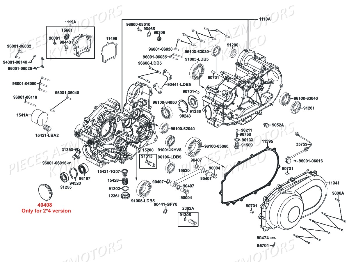 Carter Moteur KYMCO Pièces MXU 500 CARBU 2X4/4X4 4T EURO2 (LAA0AE/LAA0BE)