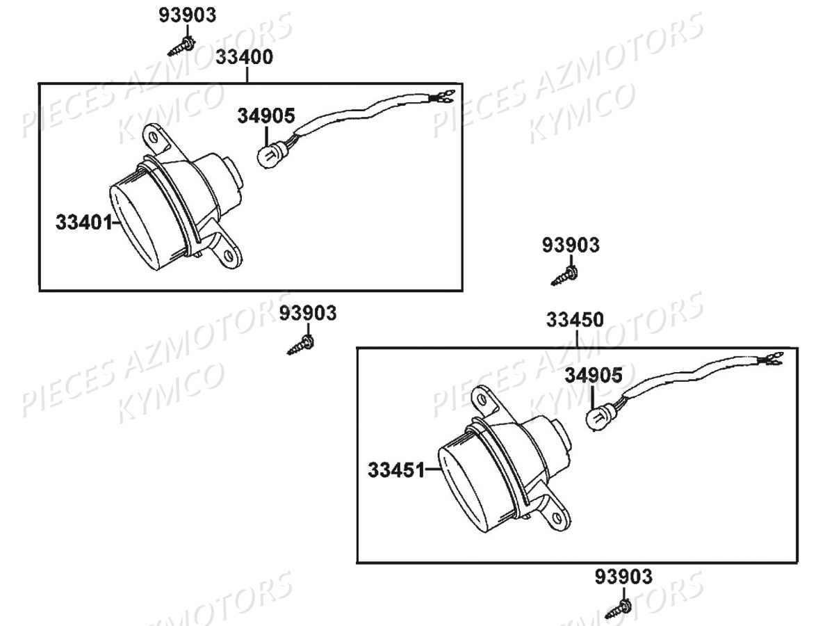 Clignotants KYMCO Pièces MXU 500 CARBU 2X4/4X4 4T EURO2 (LAA0AE/LAA0BE)