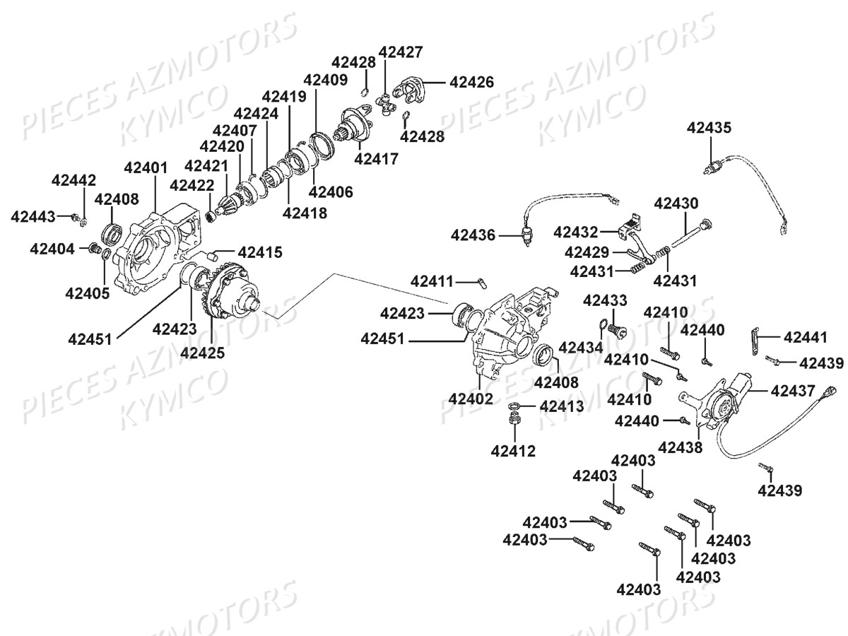 Differentiel Avant KYMCO Pièces MXU 500 CARBU 2X4/4X4 4T EURO2 (LAA0AE/LAA0BE)