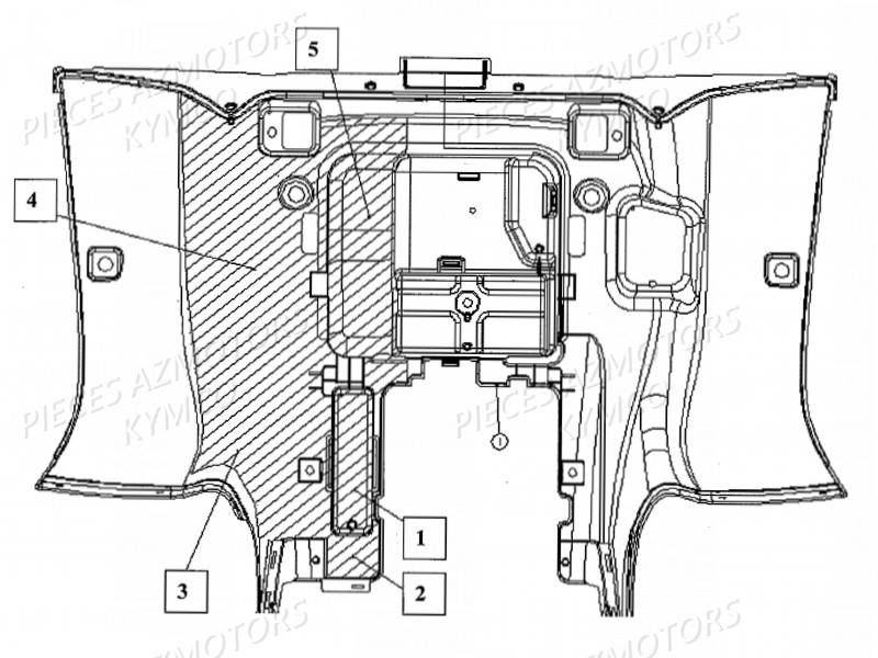 Pare Chaleur De Carenage Arriere KYMCO Pièces MXU 500 CARBU 2X4/4X4 4T EURO2 (LAA0AE/LAA0BE)