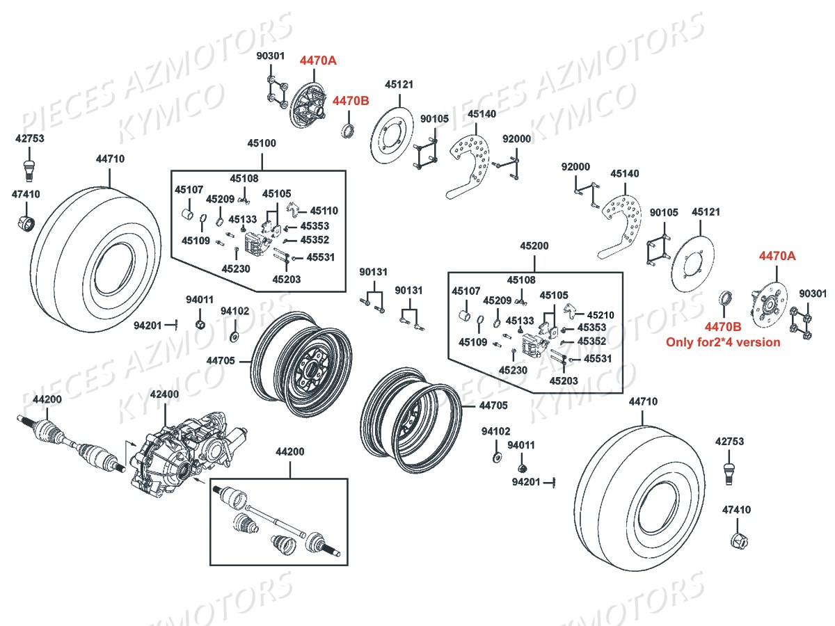 ROUES-AVANT KYMCO Pièces Quad Kymco MXU 500 2x4 4x4