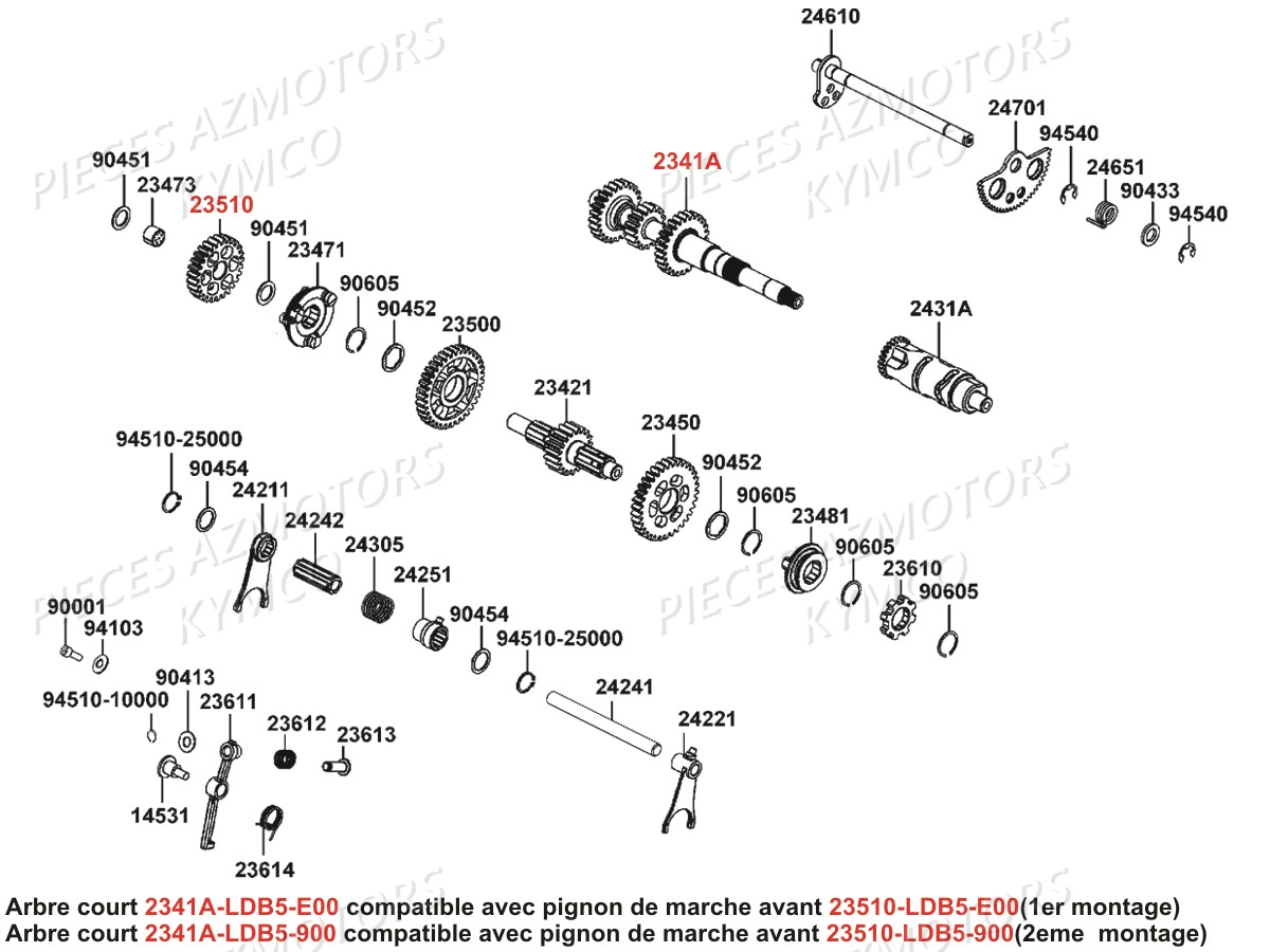 Transmission Primaire KYMCO Pièces MXU 500 CARBU 2X4/4X4 4T EURO2 (LAA0AE/LAA0BE)