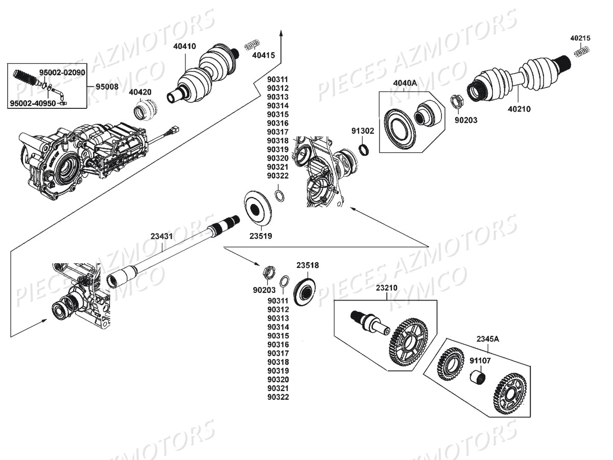 Arbre De Pont KYMCO Pièces Kymco MXU 500I IRS 4T EURO 2 (LDA0AD/LDA0AE)
