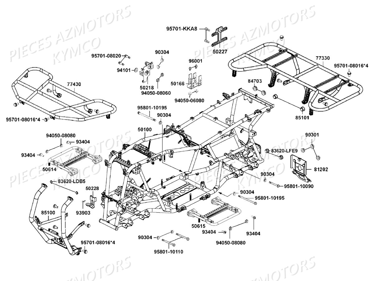 Chassis Mxu 500i Irs KYMCO Pièces Kymco MXU 500I IRS 4T EURO 2 (LDA0AD/LDA0AE)