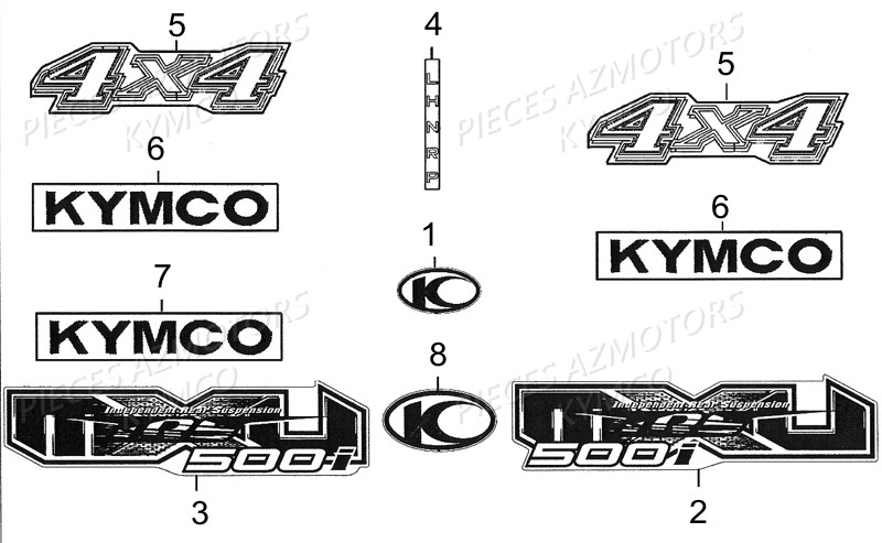Decors Mxu 500i Irs KYMCO Pièces Kymco MXU 500I IRS 4T EURO 2 (LDA0AD/LDA0AE)