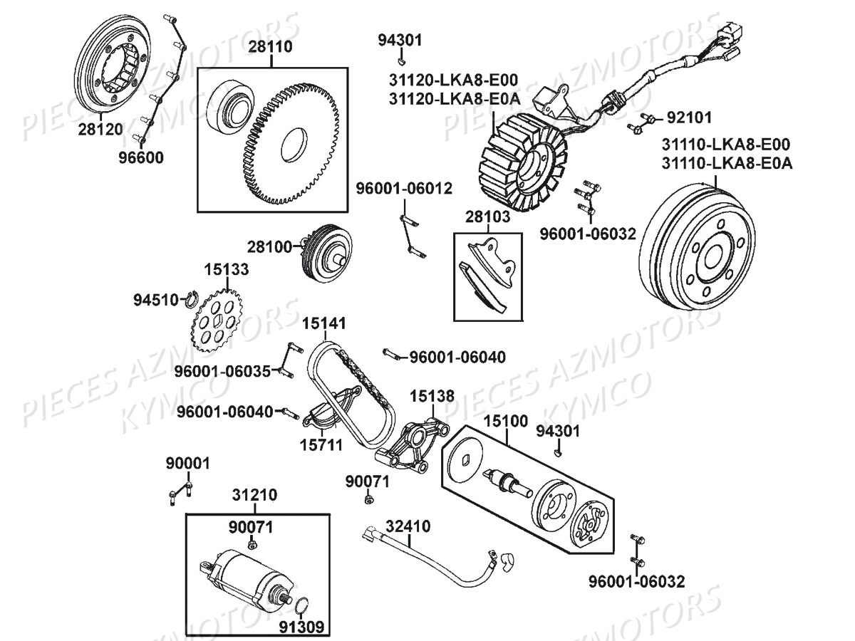Demarreur Allumage Mxu 500i Irs KYMCO Pièces Kymco MXU 500I IRS 4T EURO 2 (LDA0AD/LDA0AE)