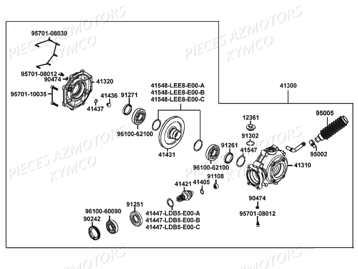 Differentiel Arriere Mxu 500i Irs KYMCO Pièces Kymco MXU 500I IRS 4T EURO 2 (LDA0AD/LDA0AE)