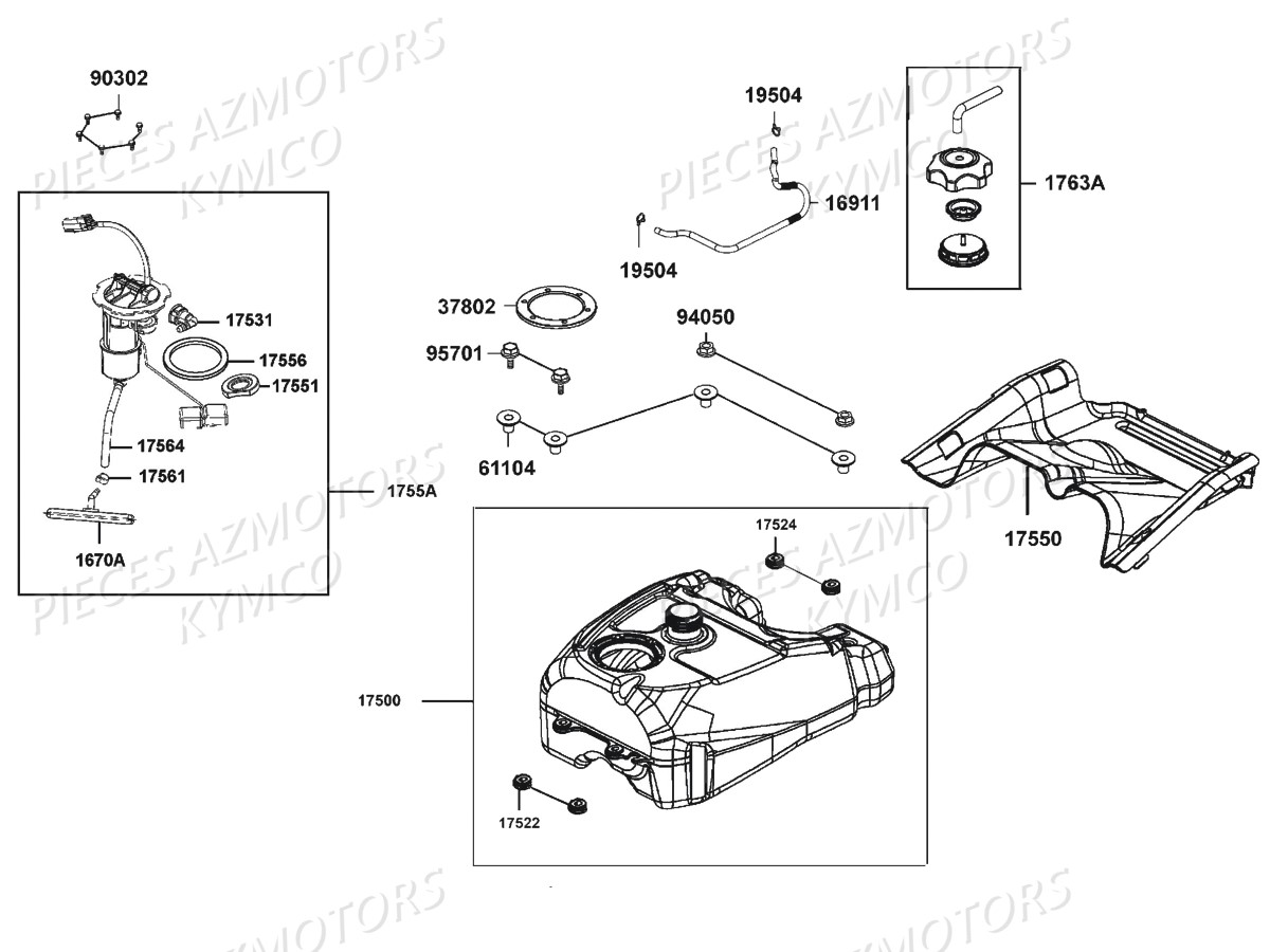 RESERVOIR_A_CARBURANT_MXU_500I_IRS KYMCO Pièces Kymco MXU 500I IRS 4T EURO 2 (LDA0AD/LDA0AE)