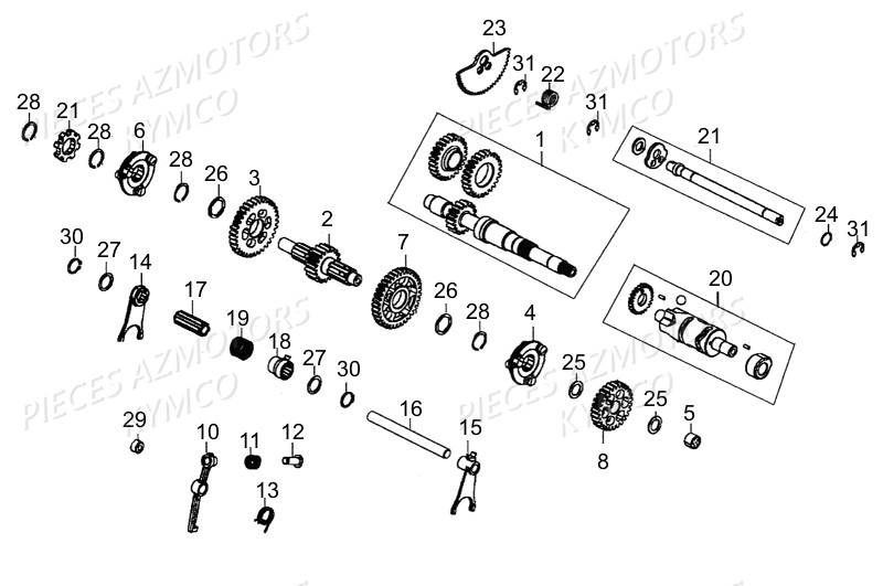 Transmission Primaire Mxu 500i Irs KYMCO Pièces Kymco MXU 500I IRS 4T EURO 2 (LDA0AD/LDA0AE)