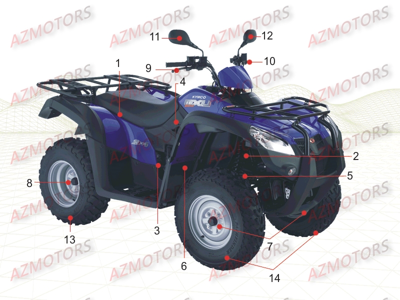 Consommables KYMCO Pièces Quad MXU 500I DX IRS 4T EURO2 (LDA0BE)