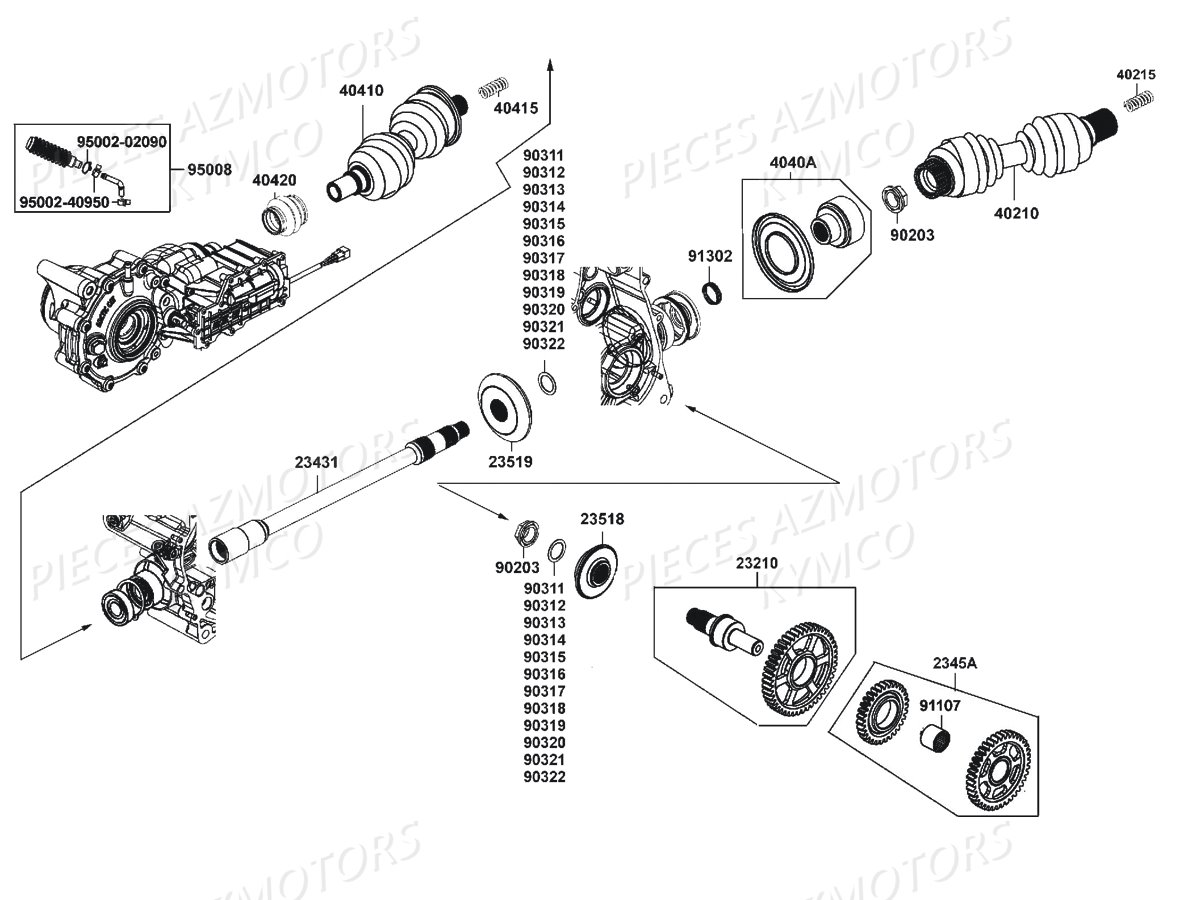 ARBRE_DE_PONT KYMCO Pièces Quad MXU 500I DX IRS 4T EURO2 (LDA0BE)