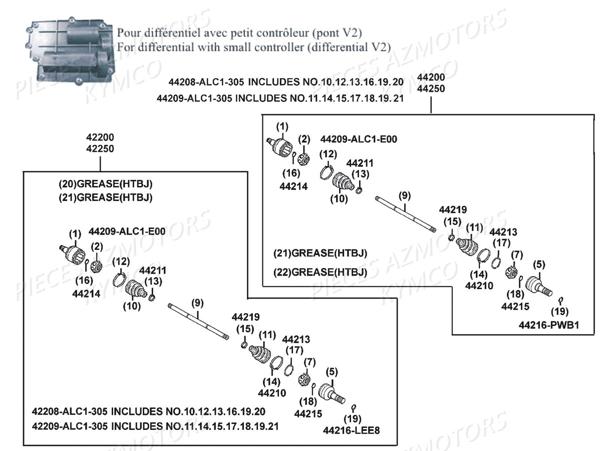 CARDAN_VERSION_2 KYMCO Pièces Quad MXU 500I DX IRS 4T EURO2 (LDA0BE)