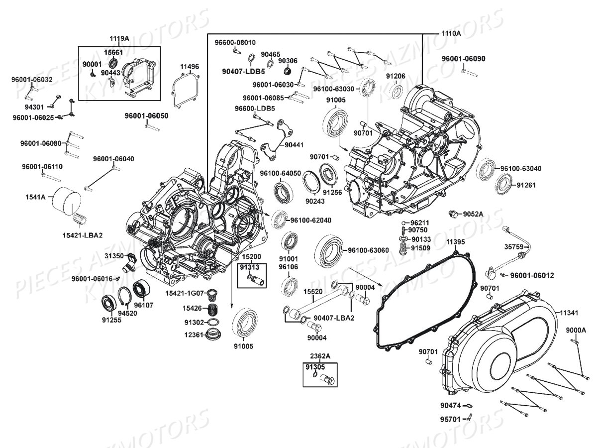 Carters Moteur KYMCO Pièces Quad MXU 500I DX IRS 4T EURO2 (LDA0BE)
