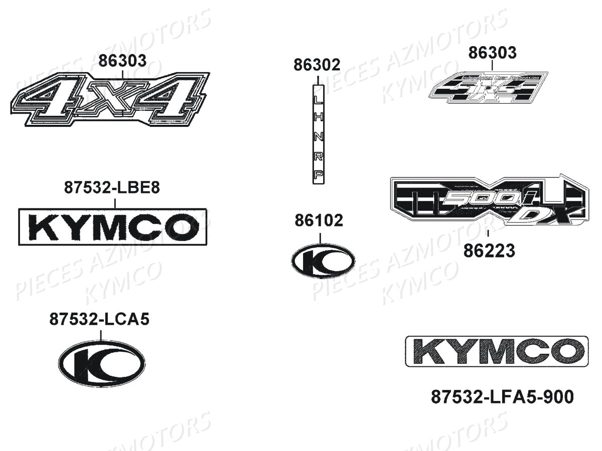 Decors KYMCO Pièces Quad MXU 500I DX IRS 4T EURO2 (LDA0BE)