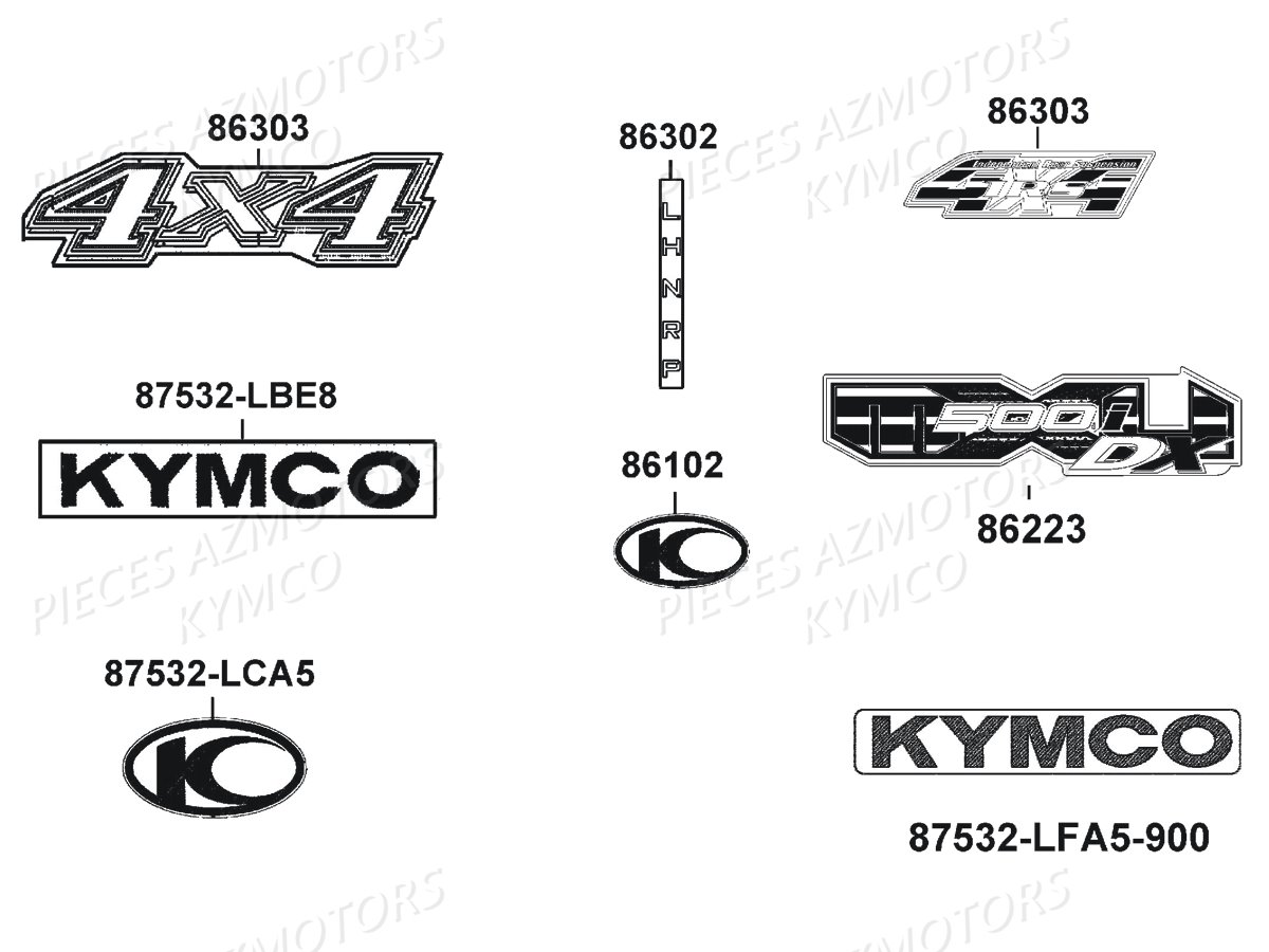 Decors KYMCO Pièces Quad MXU 500I DX IRS 4T EURO2 (LDA0BE)

