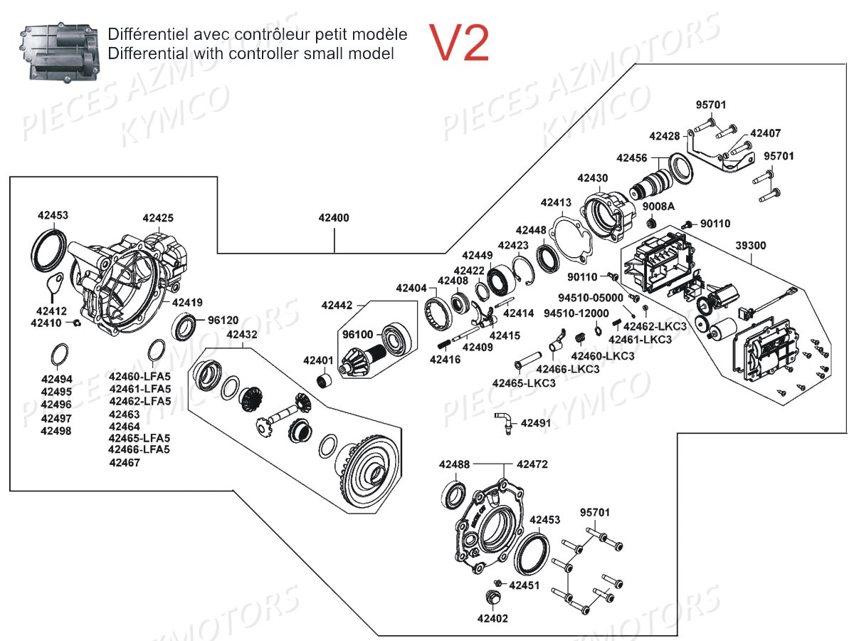 Differentiel Avant Version 2 KYMCO Pièces Quad MXU 500I DX IRS 4T EURO2 (LDA0BE)
